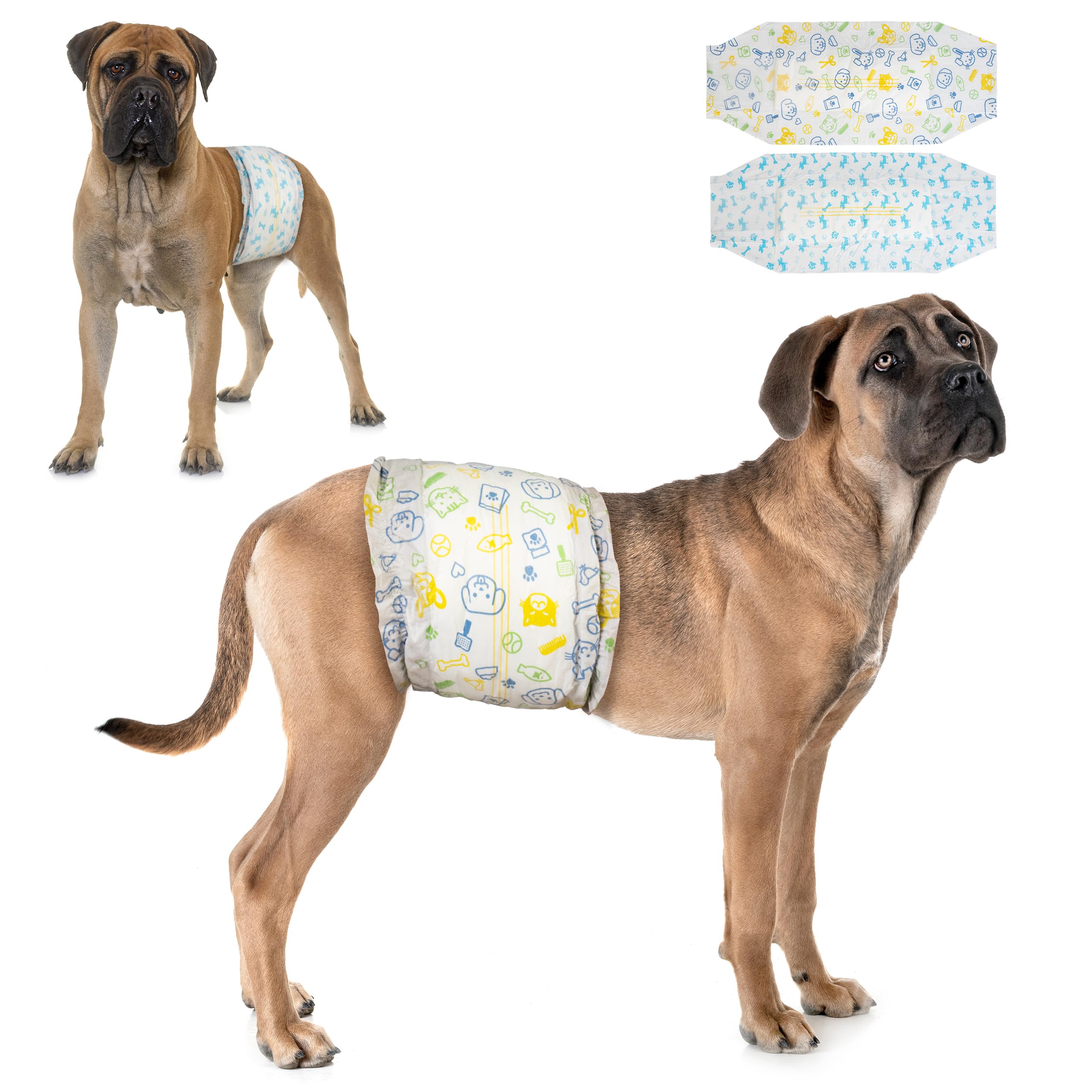 Dono Disposable Dog Nappies Male,Dog Belly Bands with Wetness Indicator,24pcs, Male Dog Wraps,Super Absorbent Leak-proof,Incontinence,Excitable Urinary,XS,S,M,L