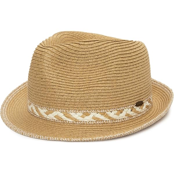 Boho Festival Straw Fedora Sun Hat in Olive, Brown and Rust  display picture 2