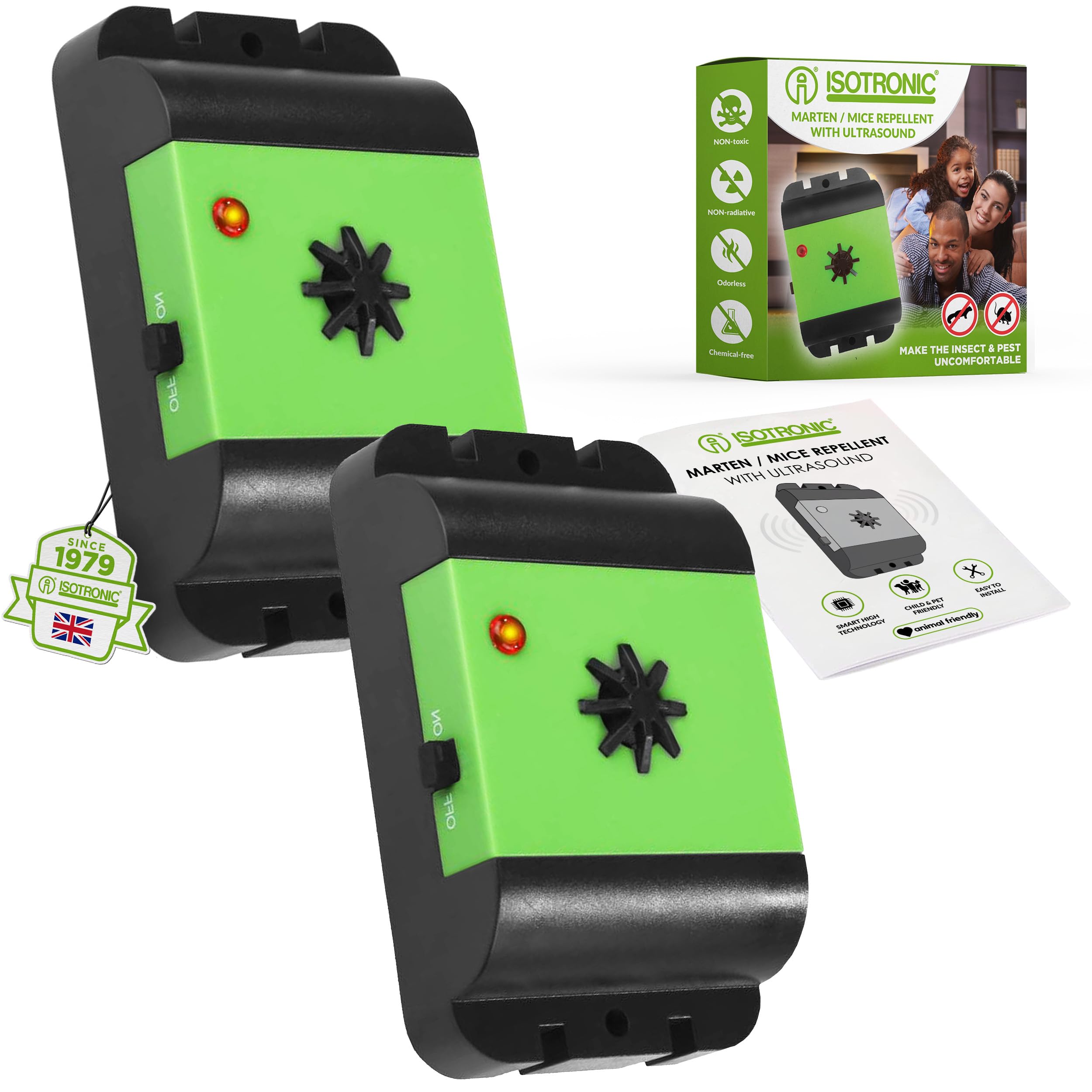 ISOTRONIC Mice Repeller/Rat Repellent Mobile with Ultrasound for Home, Garage, Attic - Repels Mice, Rats, Dorman Sleepers