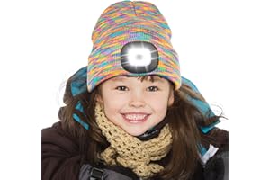 YunTuo LED Beanie for Kids, Unisex Rechargeable Headlamp Hat Winter Night Lighted Cap, Gifts for Kids Boys Girls