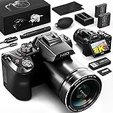 64MP 8K Cameras for Photography with 2.8" Flip Screen & Hot Shoe, 16X Zoom, WiFi, Autofocus – Vlogging Camera for YouTube, Includes 64GB Card & 2 Batteries (Black)