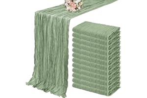 12 Pack 10FT Long Cheesecloth Table Runner,Boho Gauze Table Runner,Semi-Sheer Table Runner Rustic Wedding Table Decor,Wedding