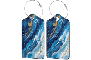 COWDIY 2 Pack Luggage Tag for Suitcase, Cute Unique Leather Suitcase Tags Identifiers with Privacy Name Address Labels & Durable Steel Loop for Women Men Travel