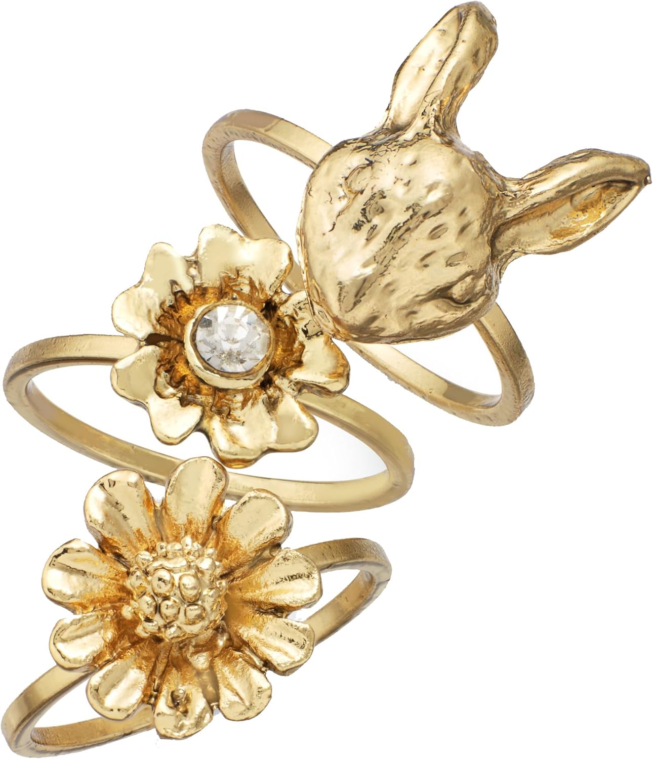 American Rag Little Girls Rings, GoldTone Rabbit & Flowers