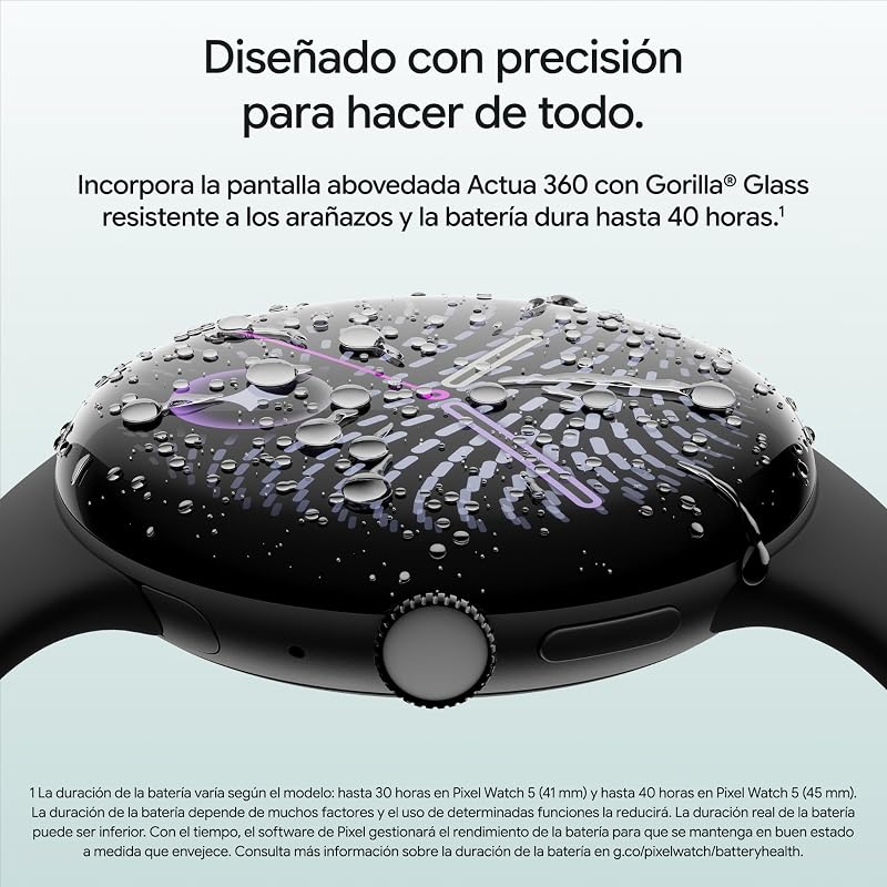 Pixel Watch 5 (45 mm) - Smartwatch - Negro Mate/Obsidianaa, Wi-Fi