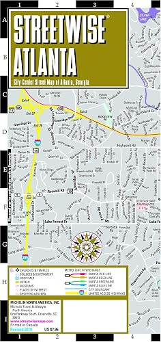 Atlanta Direction Streetwise Atlanta Map: Laminated City Center Map of Atlanta, Georgia ...
