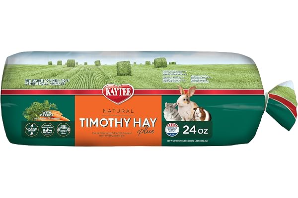 Kaytee Timothy Hay Plus Carrots for Pet Guinea Pigs, Rabbits & Other Small Animals, 24 oz