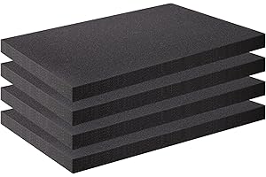 SECIVLOT Foam Insert for Cases Black Packing Foam Sheets,4 Pack Cuttable Polyurethane Cushioning Pads for Tool Box,Cases,Crafts Make
