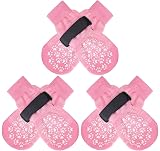 Dog Socks 3 Pairs Anti-Slip Paw Protectors Pink XS