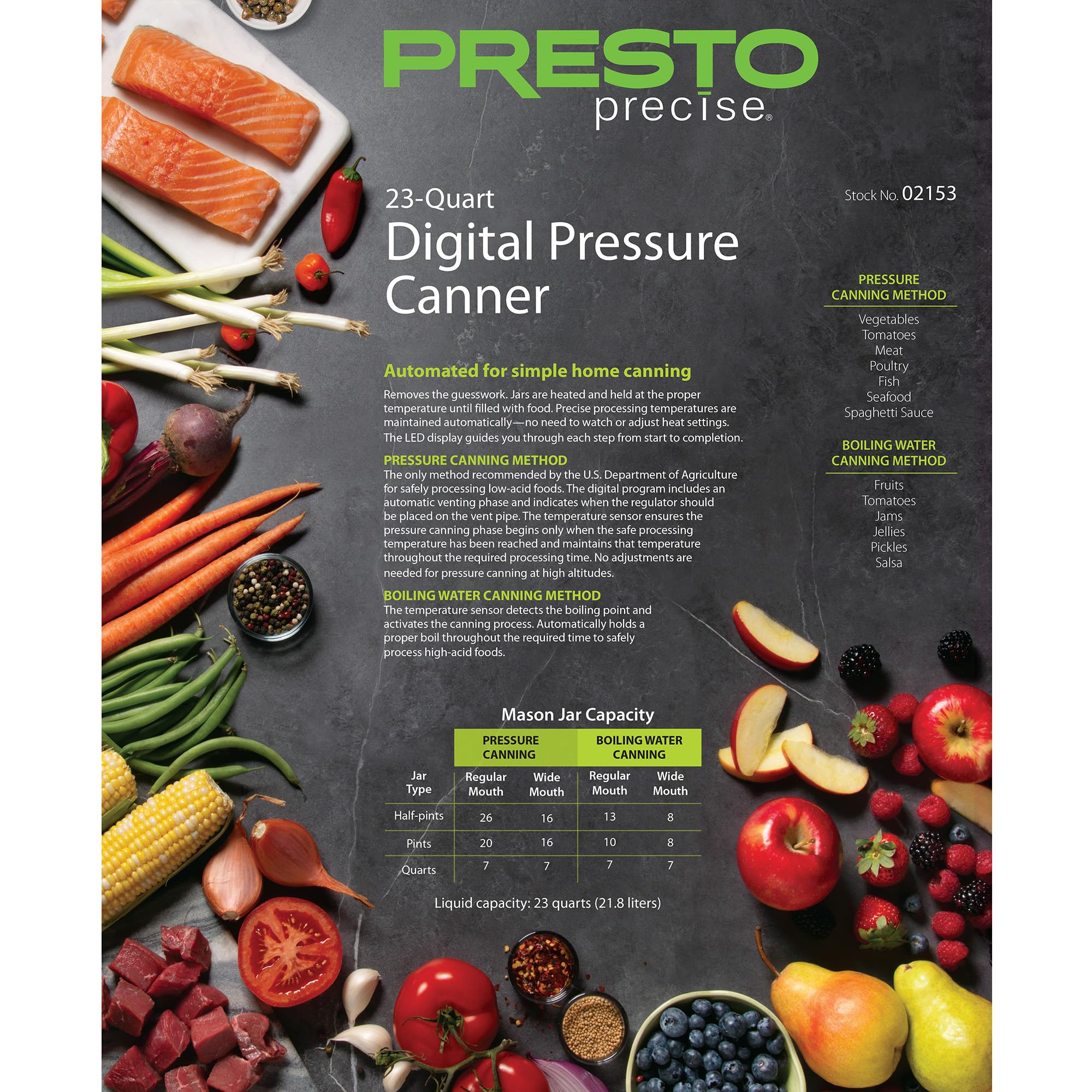 Presto 02153 Envasadora a presión digital precisa de 23 cuartos