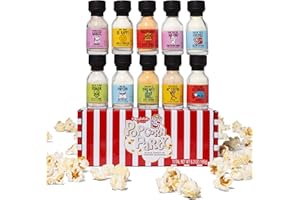 Thoughtfully Gourmet Popcorn Seasoning Sampler Kit, 10 Flavors - Kettle Corn, Garlic Parmesan, Bacon Cheddar, Caramel, Butter and More