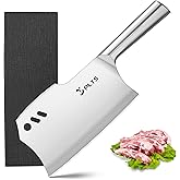 Plys Dual-Edge Meat Cleaver - 7.2 Inch Heavy Duty Bone Chopper, Butcher Knife, Ergonomic Full-Steel Handle, Perfect for Chopping Bones, Slicing Meat & Vegetables, Gift for Home Cooks & Chefs