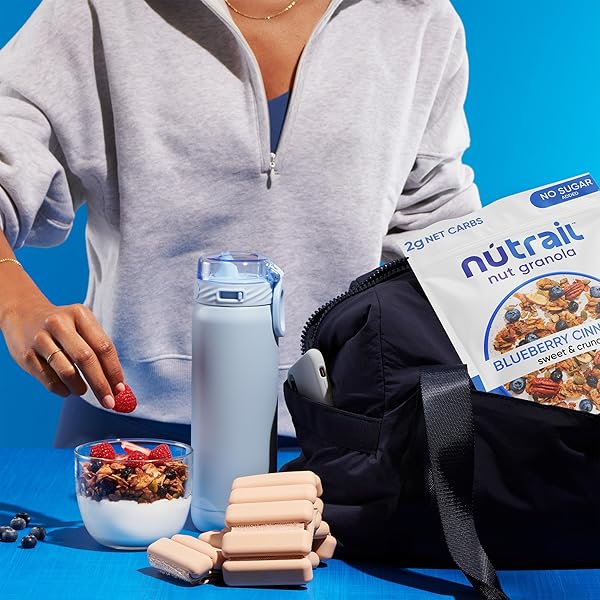 NUTRAIL NUT GRANOLA CEREAL, BLUEBERRY CINNAMON, NO SUGAR ADDED, KETO, LOW CARB, GLUTEN FREE, GRAIN FREE, HEALTHY BREAKFAST 8 OZ. 1 COUNT