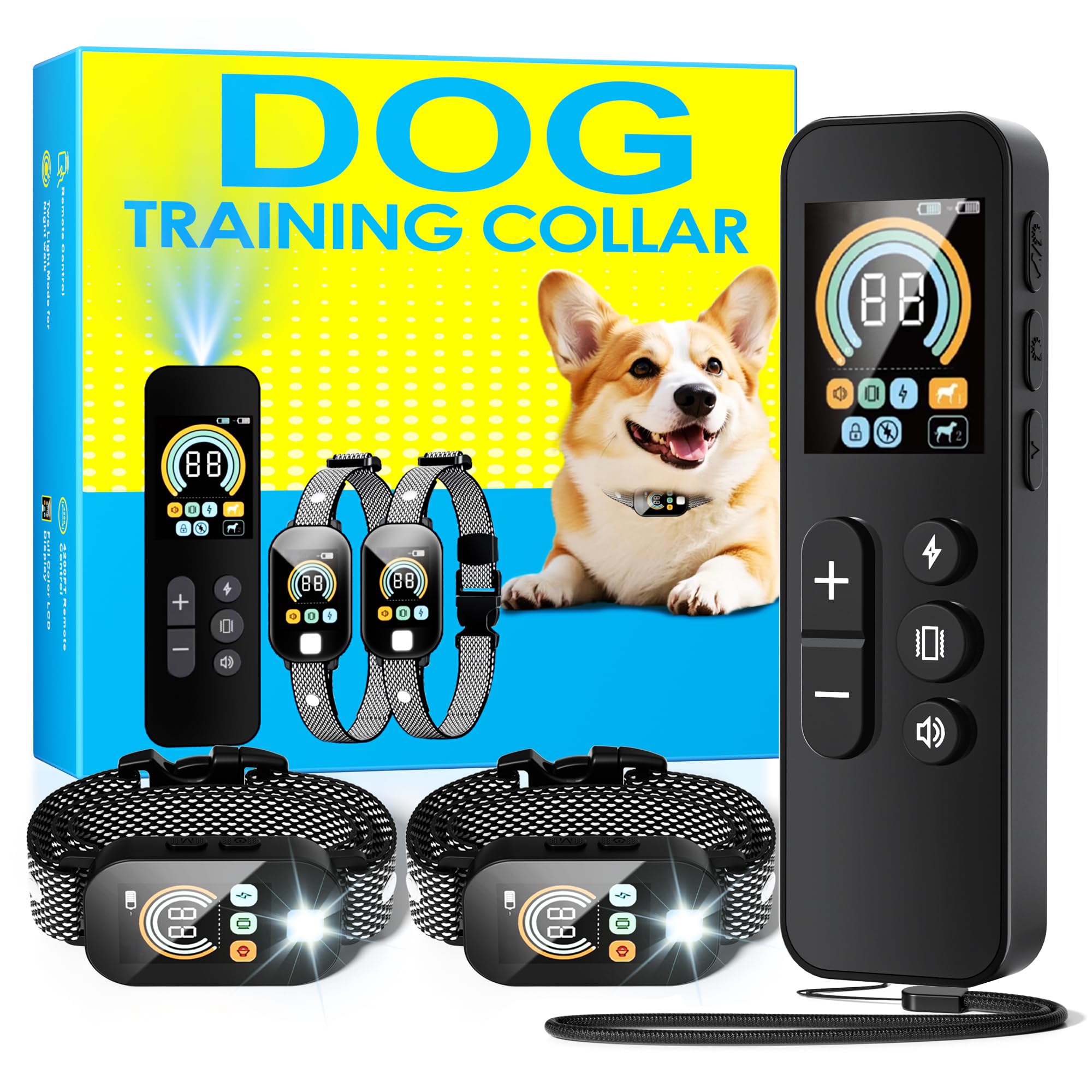 Photo 1 of Dog Shock Collar for 2 Dogs (10-120Lbs), 4200FT Remote Training Collar with Light for Night Walks, 3 Training Modes, IP67 Waterproof Rechargeable E-Collar with Exclusive Shock Lock