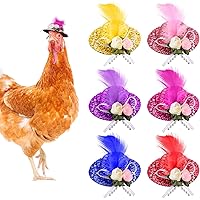6 Pieces Chicken Hats for Hens Tiny Pets Funny Halloween Accessories Feather Top Hat with Adjustable Elastic Chin Strap Roost