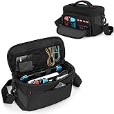 LUXJA Carrying Case Compatible with Nintendo Switch / Steam Deck / PlayStation Portal, Multiple Pockets Shoulder Bag for Console Dock, Joy-Cons, Game Cards and More Accessories, Black