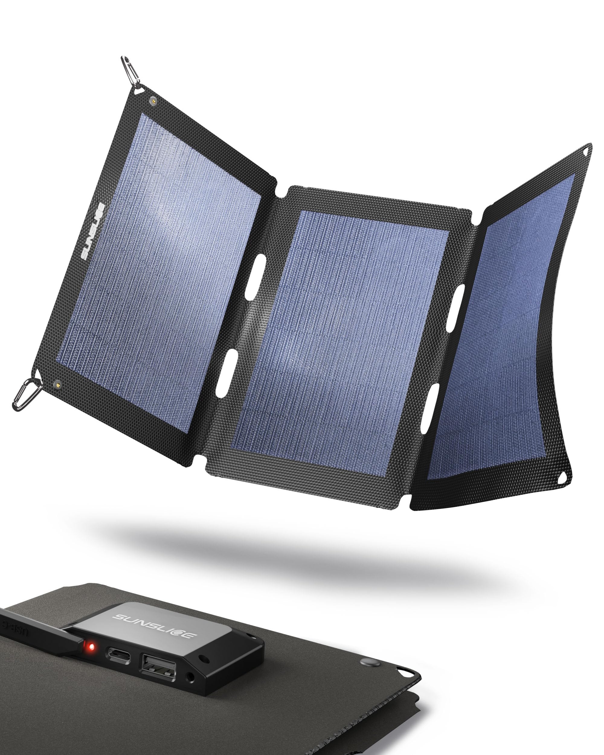 Outdoor Solar Charger, Flexible Solar Panel, Solar System for Camping, Waterproof Solar Charger with a Powerful 18W Charging Capacity, 2 USB Ports, Black