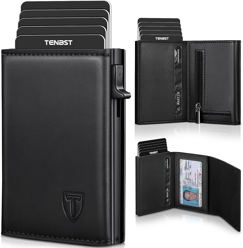 Carteras para Hombre Cartera Hombre Slim con Monedero y Protección RFID, Lujoso Tarjetero Hombre en Cuero con 8 Compartimentos para Tarjetas, Regalo para Hombre