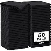 AIDEA Microfiber Cleaning Cloths Black 50PK, Microfiber Towels for Cars, Premium Car Cloth, Dusting Cloth Lint Free Cleaning 