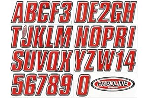 Hardline Products Series 800 Factory Matched 3-Inch Boat & PWC Registration Number Kit, Red/Black