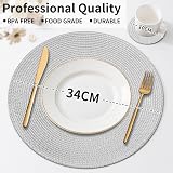 MI CASA Round Placemats and Coasters Set of 6 Grey Braided Woven view 2
