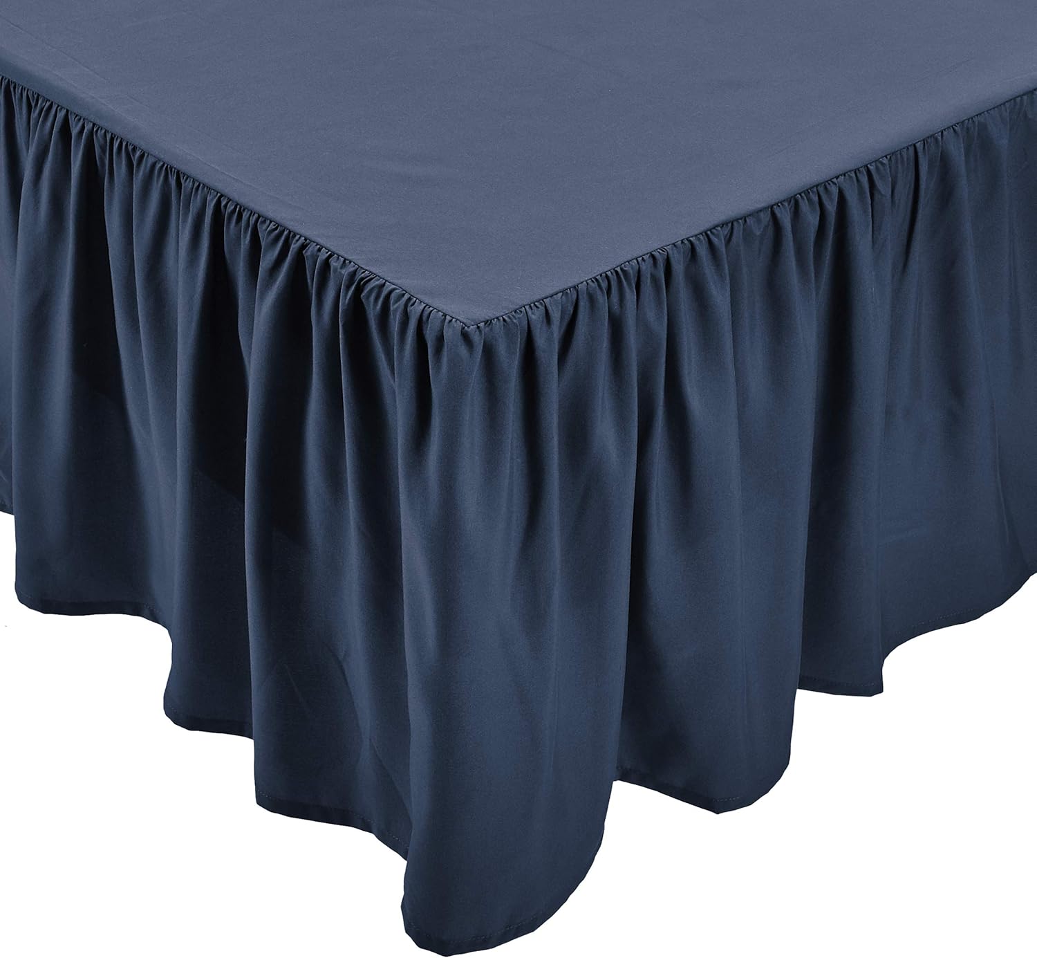  Basics Ruffled Bed Skirt - Twin, Navy Blue: Home & Kitchen