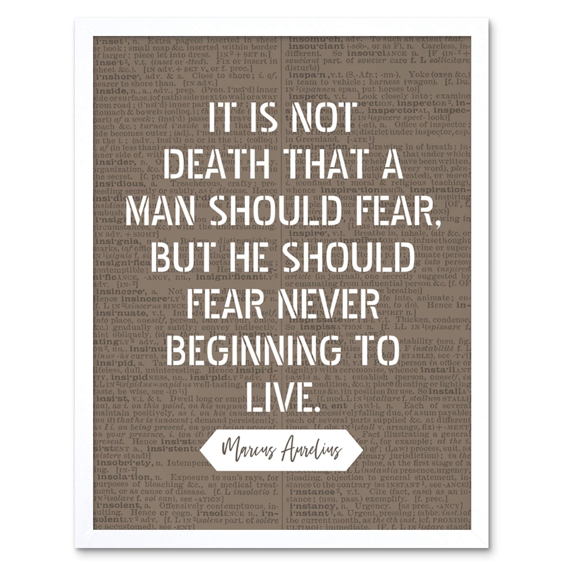 Artery8 Dictionary Inspiring Quote Marcus Aurelius Death Beginning to Live Art Print Framed Poster Wall Decor 12x16 inch