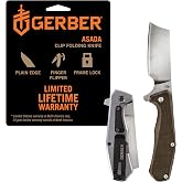Gerber Asada EDC Folding Cleaver Pocket Knife, Hunting, Olive Micarta | Cleaver-style blade, lightweight EDC, hiking and survival ready, secure grip, compact folding design, everyday carry
