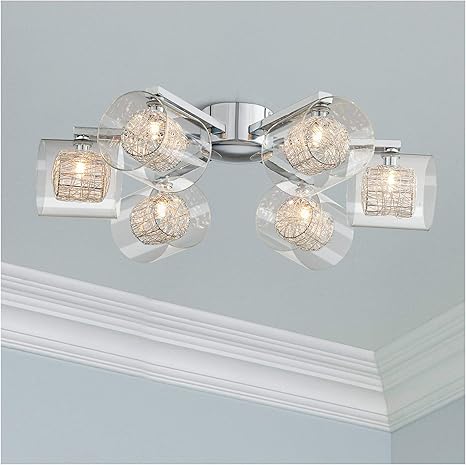 Possini Euro Wrapped Wire 24 Wide Chrome Ceiling Light Possini