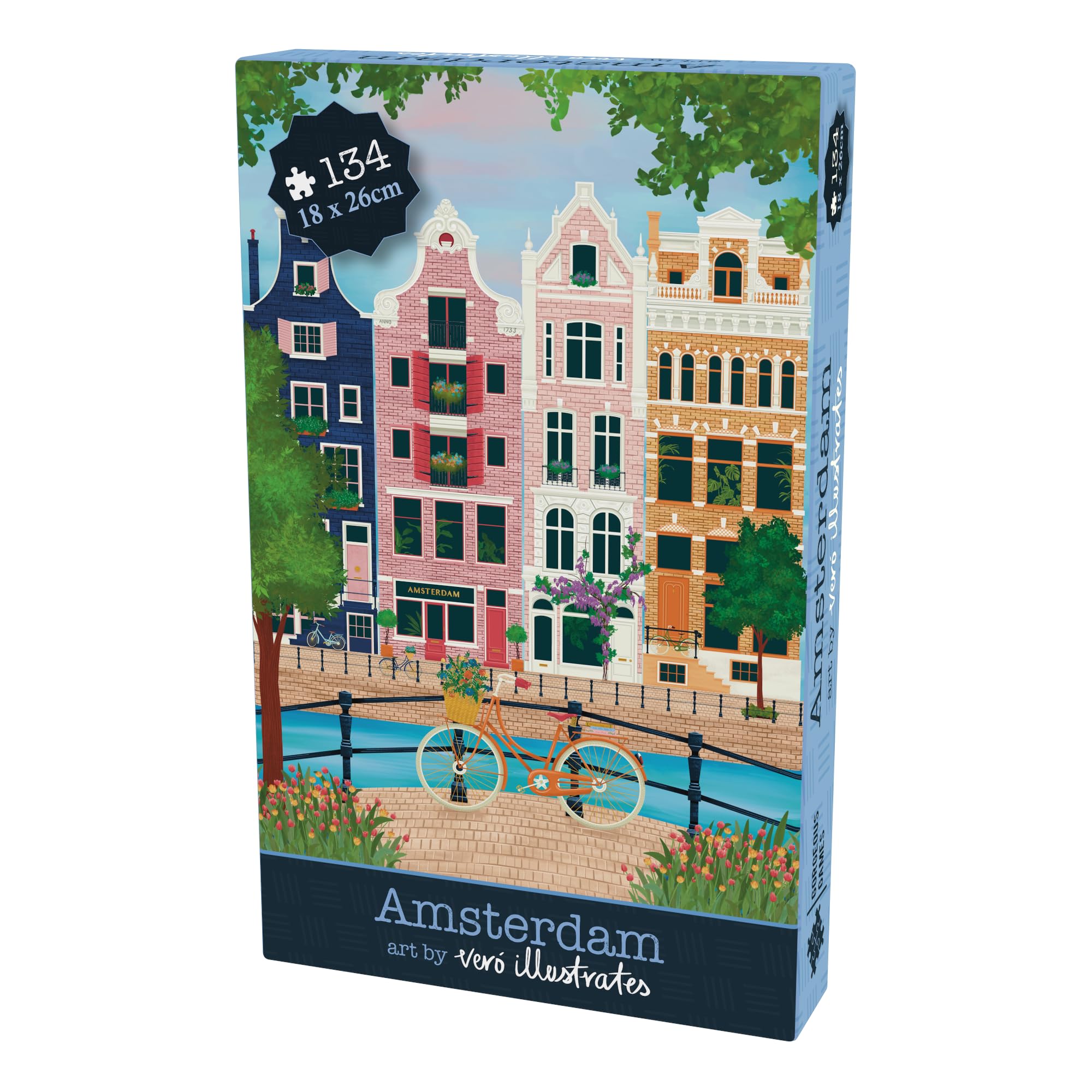 Gorgeous Games "Amsterdam" Wooden Jigsaw (Small, 134 Pieces, Splodge Cut)