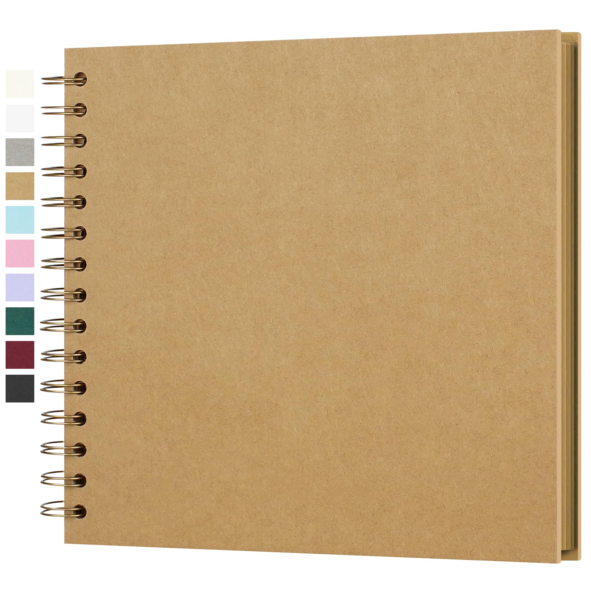 Yopih DIY Scrapbook Album 20.5x20.5 cm Hardcover Kraft Paper Scrap Book with 20 Sheets Memory Book for Family and Wedding Photography, Brown