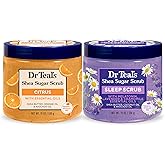 Dr Teal's Shea Sugar Body Scrub, Daytime/Nighttime with Vitamin C and Sleep Blend, 19 oz (Pack of 2)
