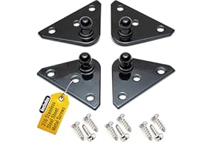 10MM Ball Stud Mounting Black Bracket for Gas Struts - Heavy Duty Lift Support Shock Brackets with Stainless Steel Screws - I
