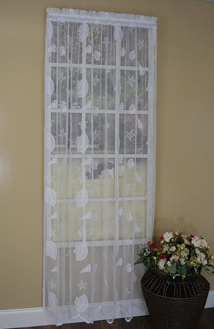 Amazon Com Curtain Chic Seashells Lace Panel 63 Inch White