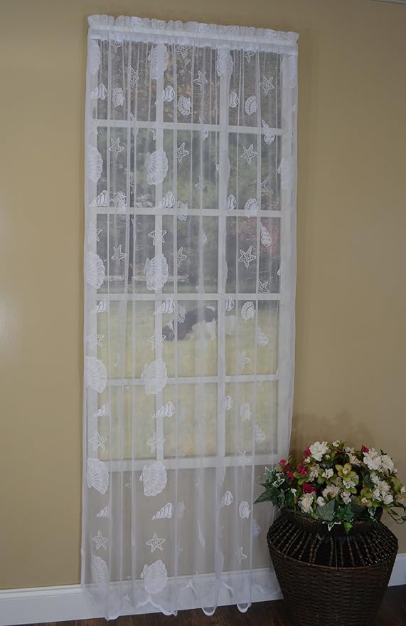 Amazon Com Curtain Chic Seashells Lace Panel 63 Inch White
