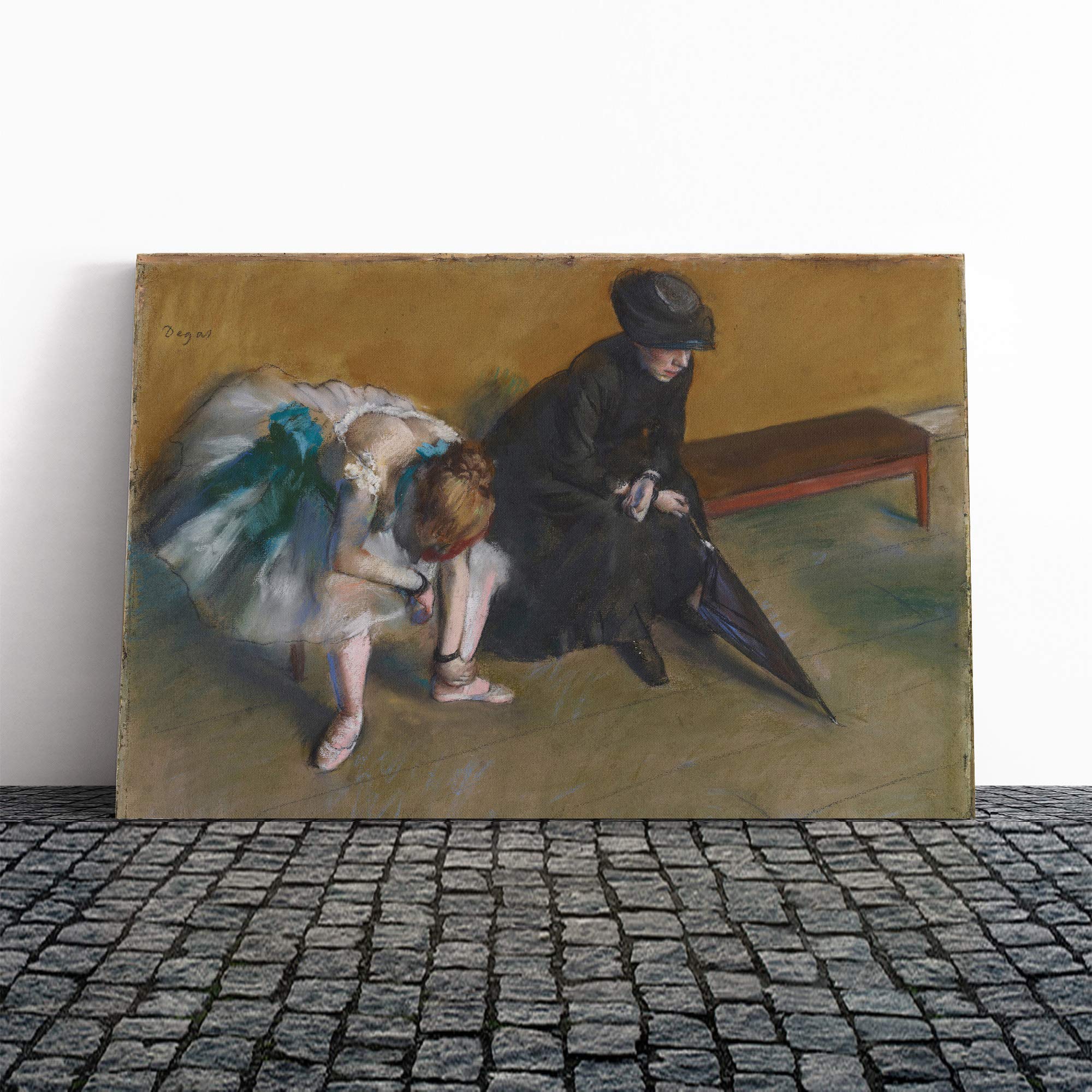 Edgar Degas Waiting Canvas Print | Gallery Wrapped 30mm Frame Wall Art | 20x14 inches | Ready to Hang | Modern Picture | Living Room Bedroom Lounge Office
