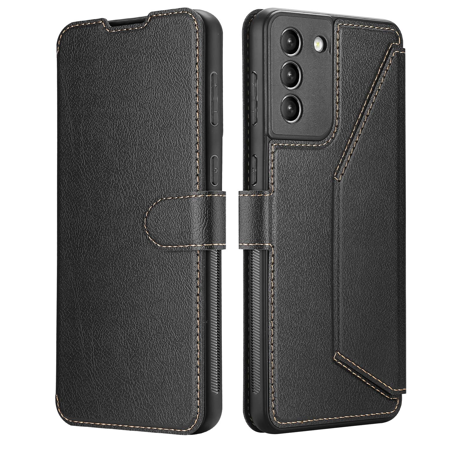 ELESNOW Phone Case for Samsung Galaxy S21 5G, Flip Wallet PU Leather Card Holder with RFID Blocking Magnetic Closure Stand Cover for Samsung Galaxy S21 5G (Black)