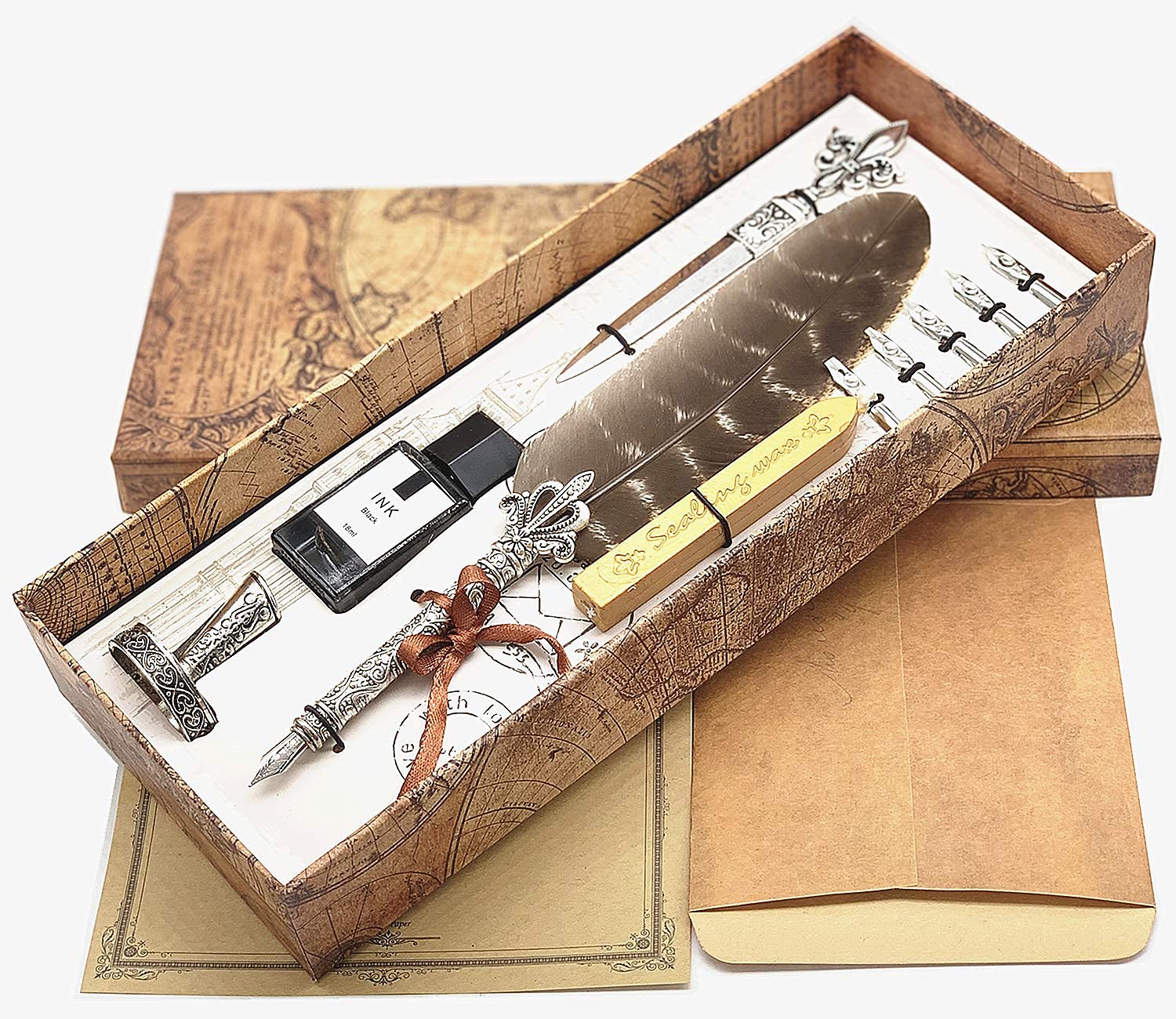 SCHOWE Retro Feather Pen Suitable for Gifts to Friends Calligraphy Pen Ink Set (Turkey) …
