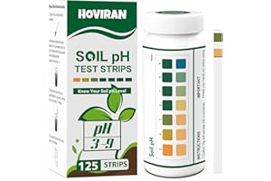 HOVIRAN Soil pH Test Kit，125 Soil pH Test Strips– (3-9 Range) Quick & Accurate Soil Testing Paper for Gardens Lawns Farms Grass Flower Vegetable Compost Plants