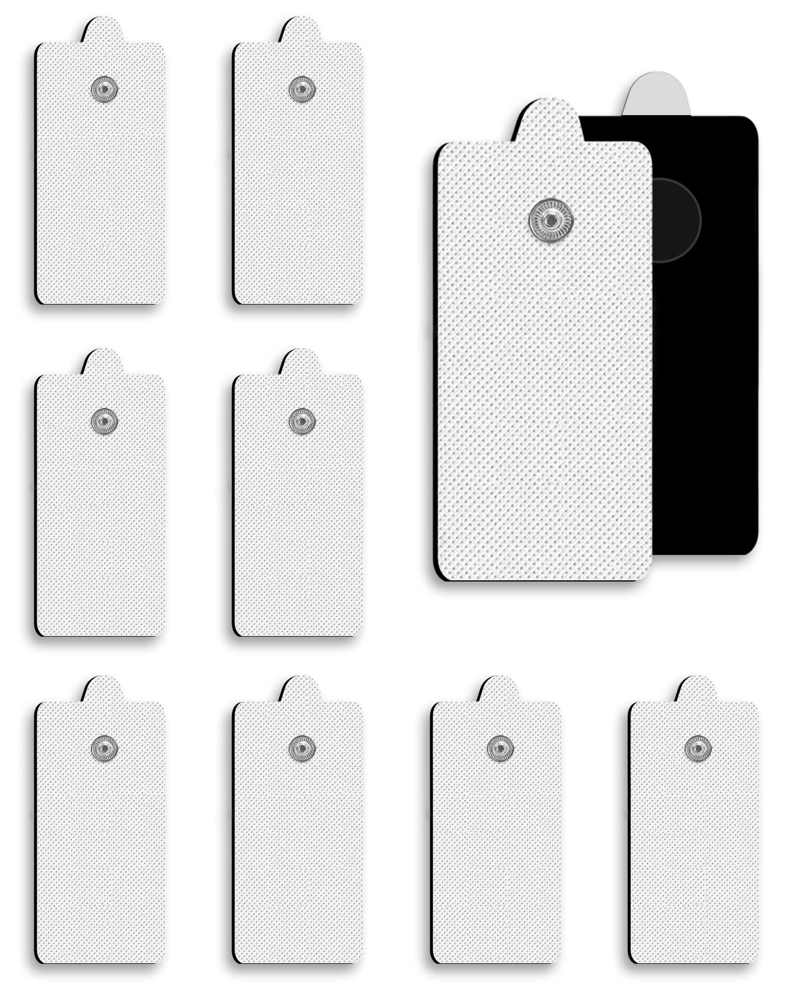 Photo 1 of 10-Pack TENS Unit Replacement Pads, Rectangular Snap TENS Electrode Pads with self-Adhesion for 50 Times, AVCOO Latex-Free 1.8"X3.8" TENS Pads Compatible with TENS EMS Devices Use 3.5mm Button Leads