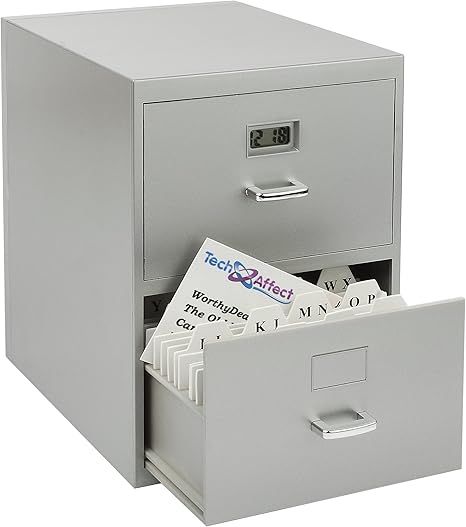 Mini-Aktenschrank/Visitenkarten-Halter, mit Digital-Uhr: Amazon.de