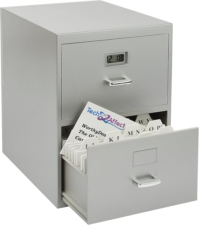 Mini-Aktenschrank/Visitenkarten-Halter, mit Digital-Uhr: Amazon.de