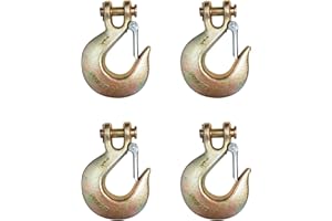 MEGA CARGO CONTROL Heavy-Duty 1/2" Forged Steel Clevis Slip Hooks with Latch, 4 - Pack G70 Tow Chain Grab Hooks for Trailers, Trucks & Transport Towing