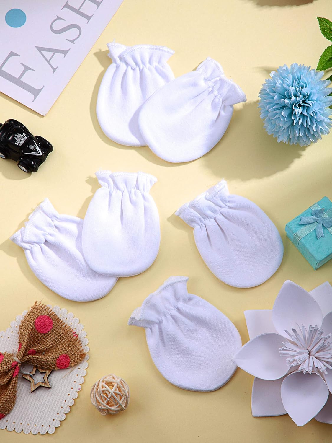 16 Pairs Newborn Baby Mittens Cotton Gloves Infant Toddler No Scratch Mittens for 0-6 Months Baby Boys Girls (White): Clothing