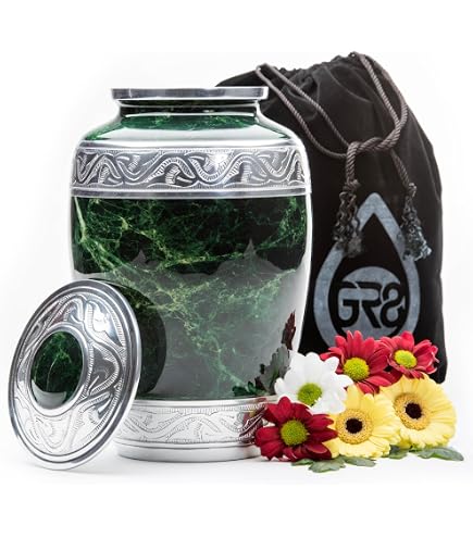 Silver Engraved Cremation Urn For Human Ashes Adult - Handcrafted Funeral Memorial Ash Storage Affordable Bag Included 5 5 X 5 5 8 150 Lbs 68 Kg Pearl Aqua