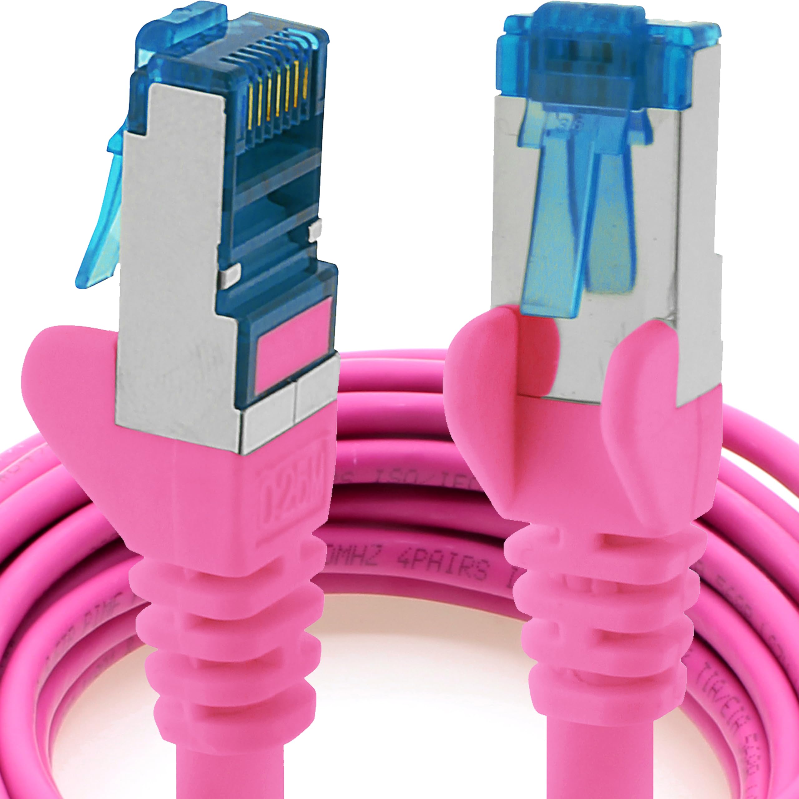 1aTTack.de 7.5 m - CAT6a - network cable magenta - 1 piece CAT 6 A patch cable 10000 Mbit s SFTP PIMF 500 MHz compatible with CAT5 CAT6 CAT7 DSL Internet Switch Router
