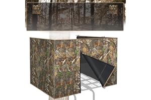 PHONCOO See Through Hunting Tree Stand Blinds, 142" x 36"/ 102" x 36" Camo Tree Stand Cover, Universal 2 Man Ladder Stand Blind Kit with Zipper, Pocket Storage Bag for Deer Hunting(Frames Not Included)