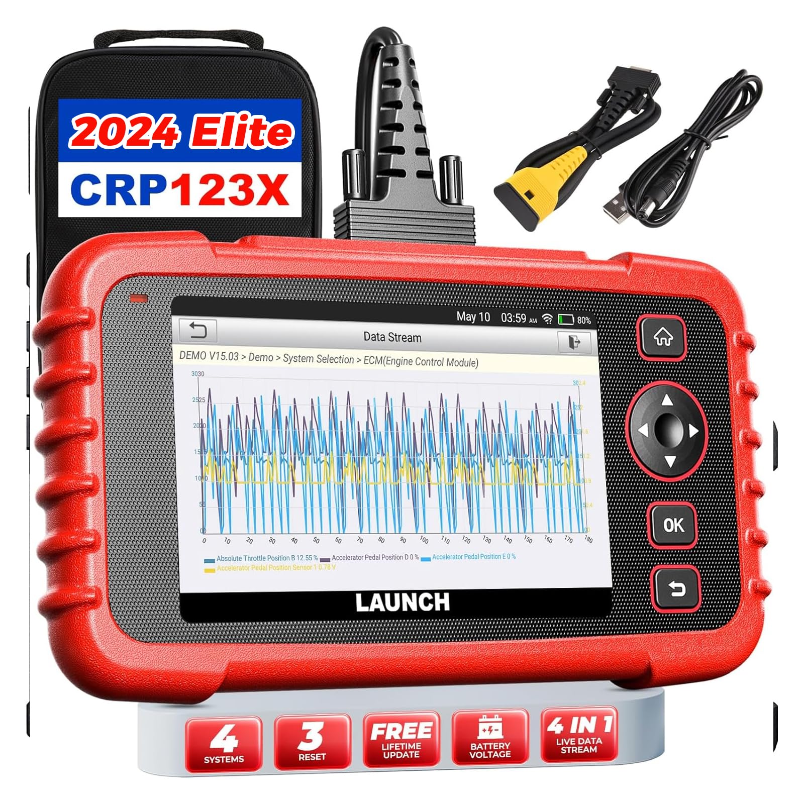 LAUNCH OBD2 Scanner CRP123X Elite Car Scanner,2024 Lifetime Free Online