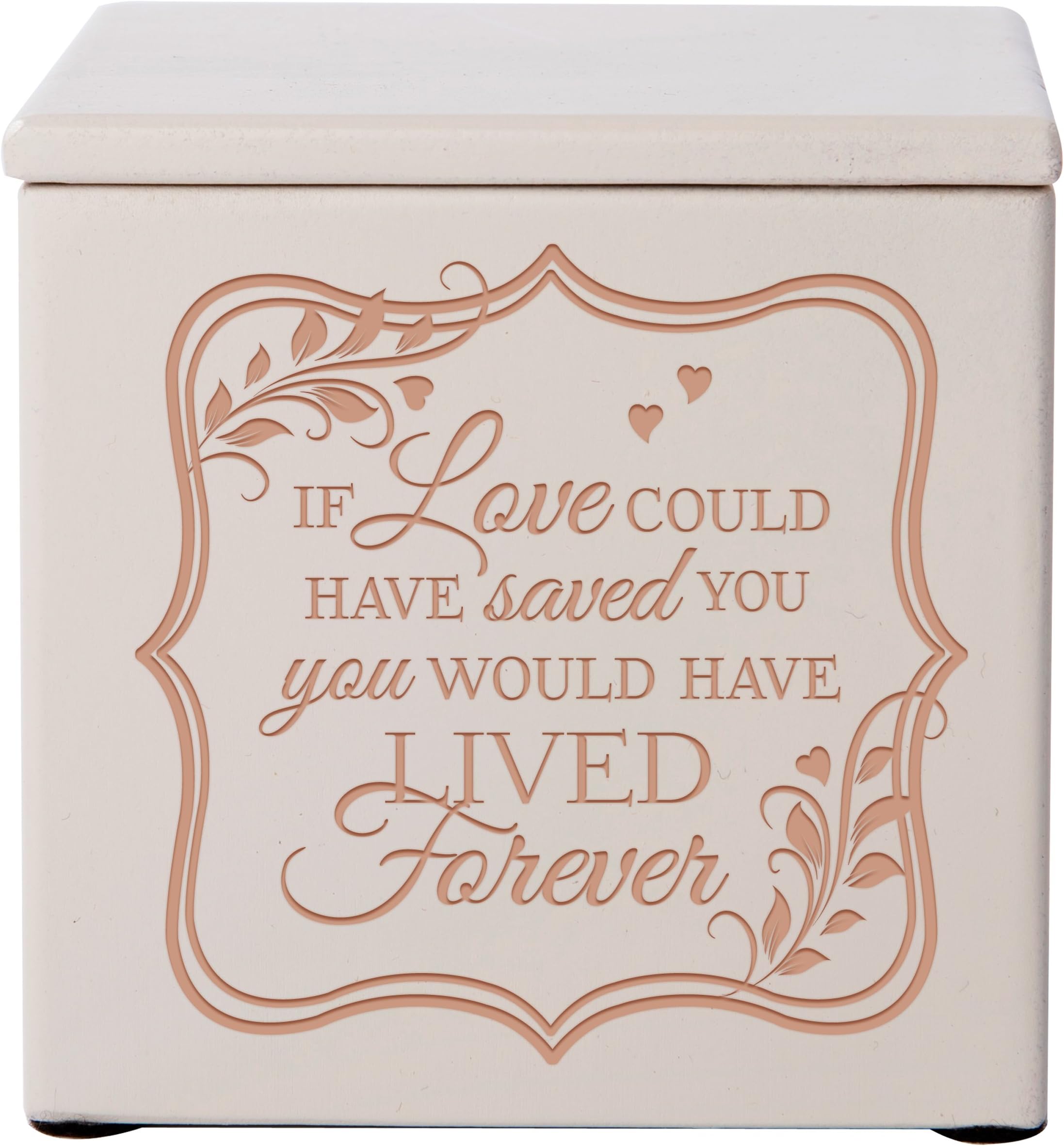 Cremation Urns for Human ashes - SMALL Funeral Urn Keepsake box for Pets - Memorial Gift for home or Columbarium If Love could have save you would have lived for- Holds SMALL portion of ashes (Ivory)