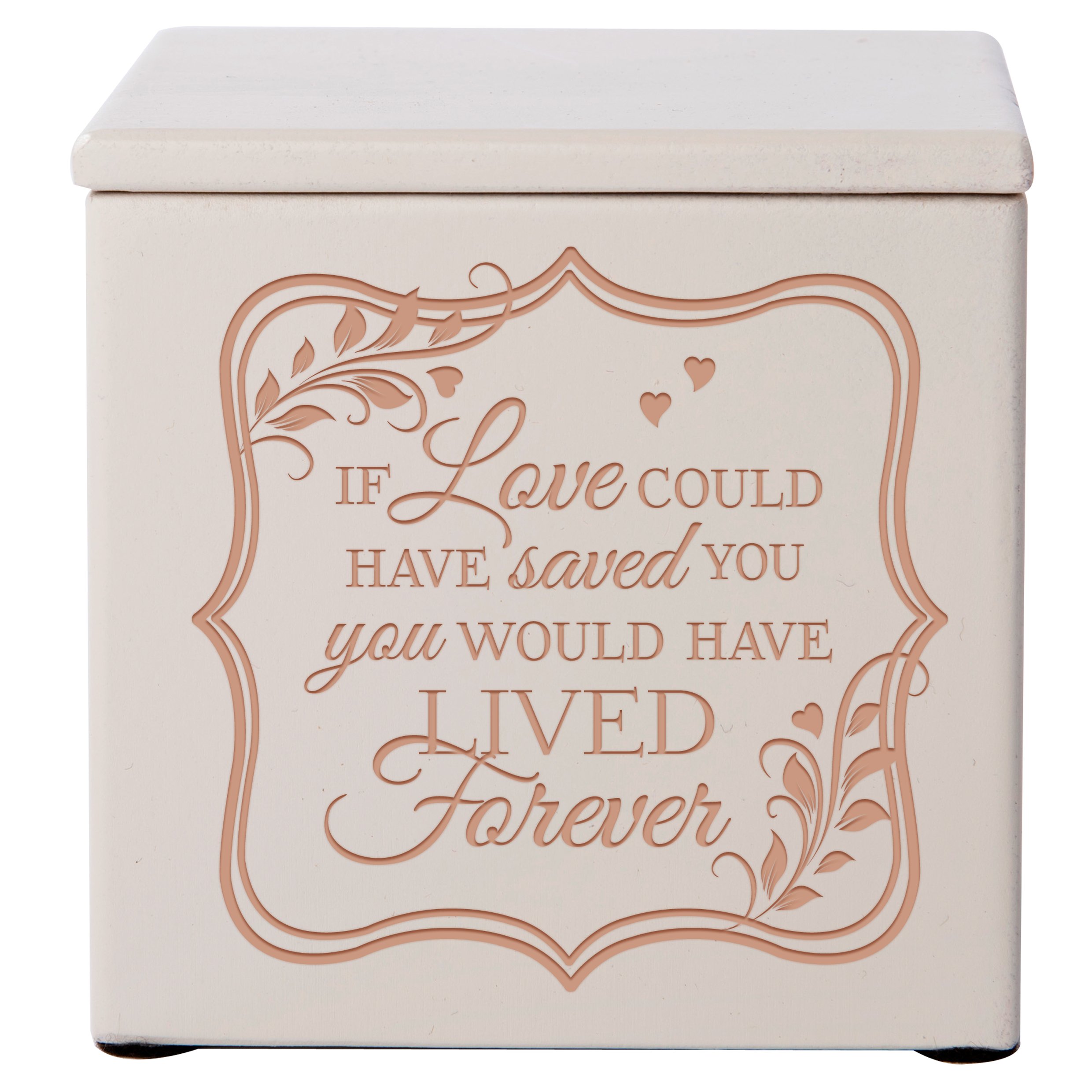 Cremation Urns for Human ashes - SMALL Funeral Urn Keepsake box for Pets - Memorial Gift for home or Columbarium If Love could have save you would have lived for- Holds SMALL portion of ashes (Ivory)